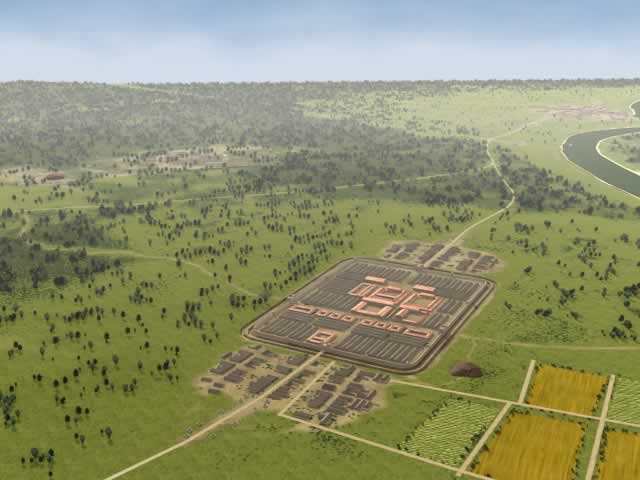 Legionslager Vetera castra II auf dem Fürstenberg bei Xanten, virtuelle Rekonstruktion (Quelle: Dießenbacher Informationsmedien)