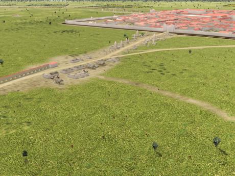 Das Gewerbeviertel vor der Colonia. Links im Bild das vom Fürstenberg kommende Viadukt.